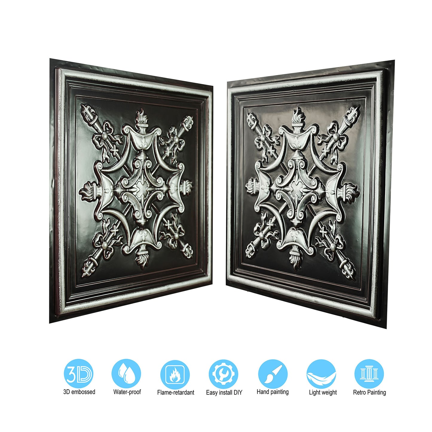 10PCS Faux Tin Ceiling Tiles for Modern Cafés, Dessert Shops and Charming Boutiques PL07