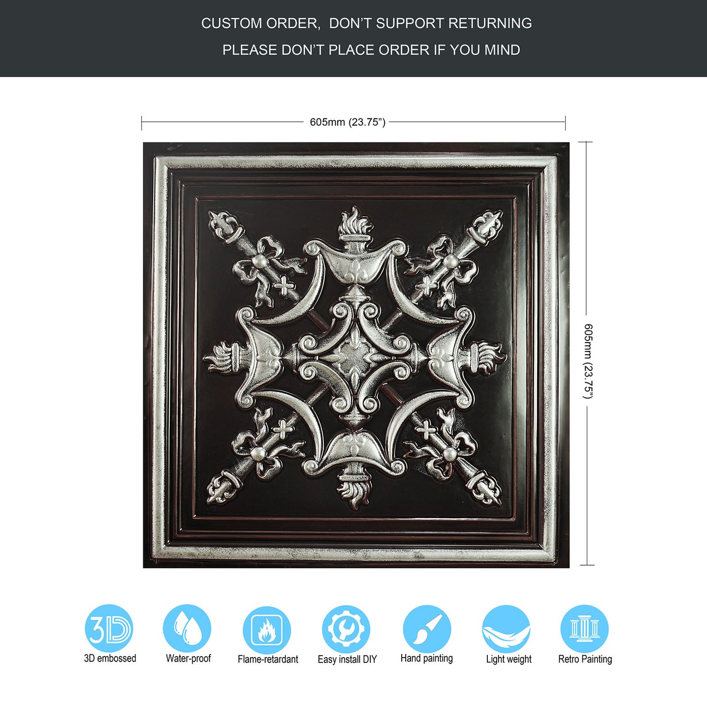 10PCS Faux Tin Ceiling Tiles for Modern Cafés, Dessert Shops and Charming Boutiques PL07