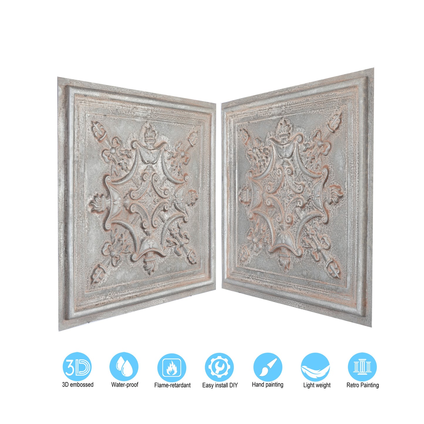 10PCS Faux Tin Ceiling Tiles for Modern Cafés, Dessert Shops and Charming Boutiques PL07