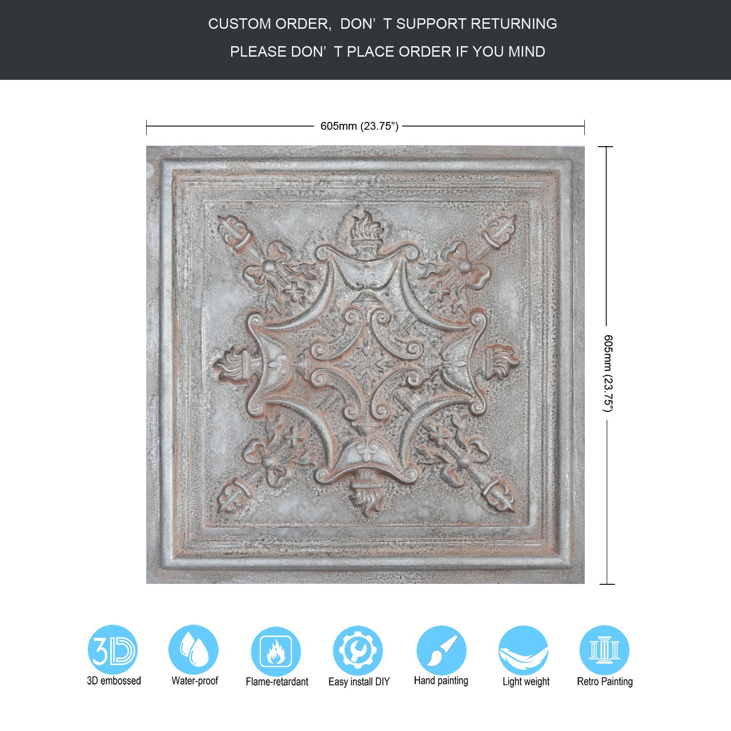 10PCS Faux Tin Ceiling Tiles for Modern Cafés, Dessert Shops and Charming Boutiques PL07