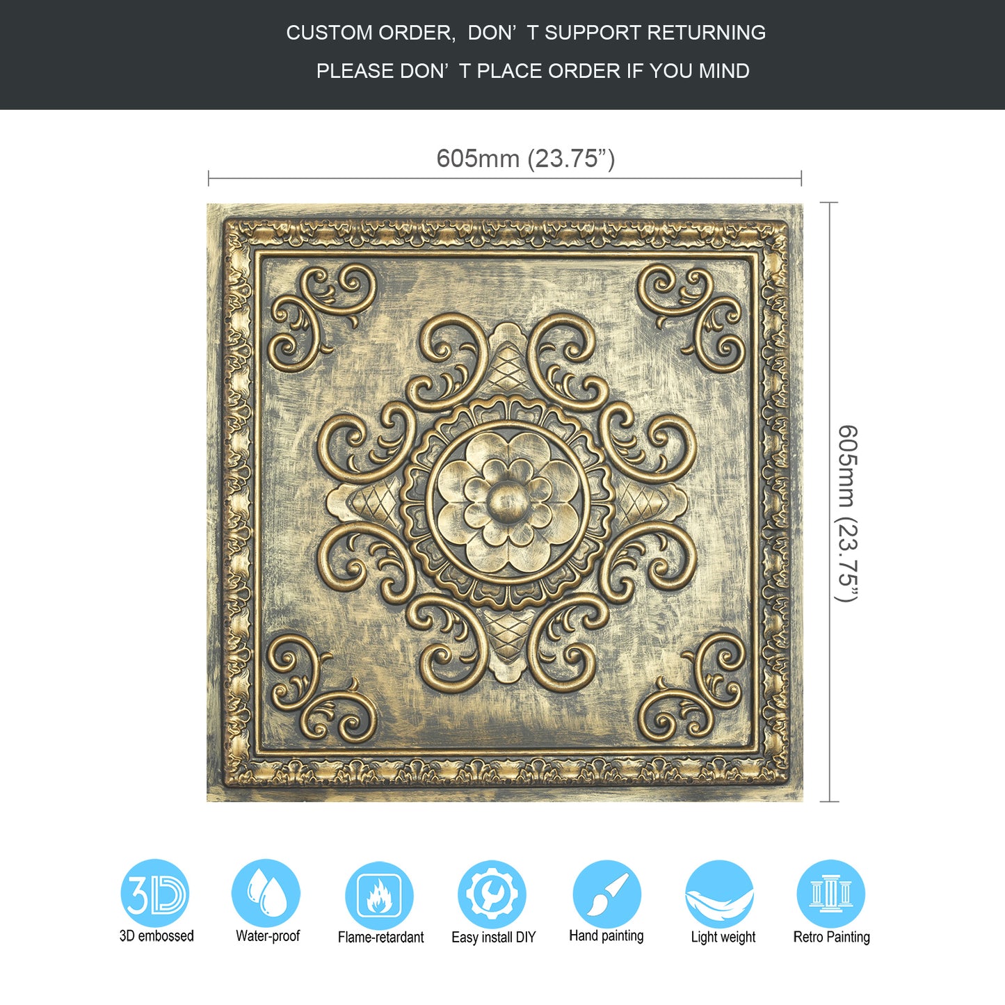 10Pcs Faux Metal Ceiling Tiles for Bars, Cafés, Lounges and Contemporary Interiors PL08