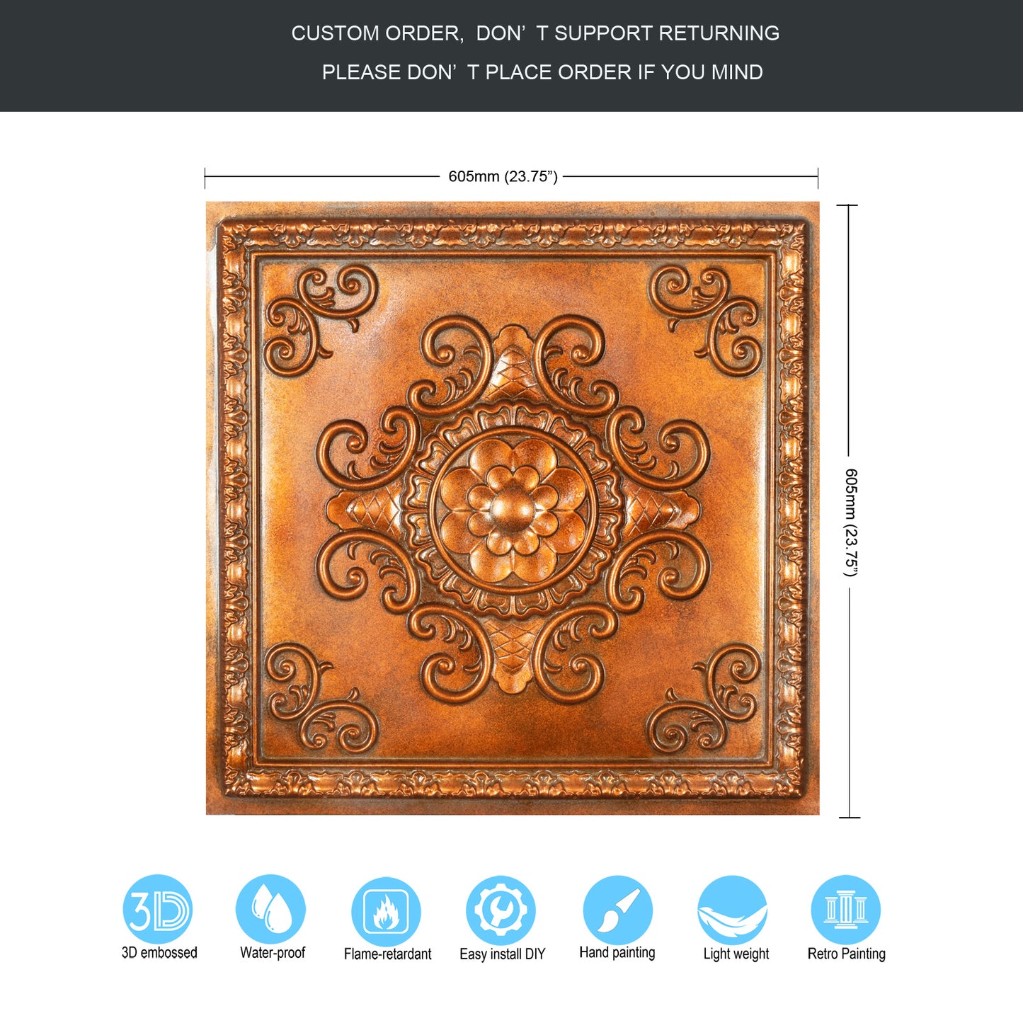 10Pcs Faux Tin Ceiling Tiles for Bars, Wine Rooms, Lounges and Modern Hospitality Spaces PL08