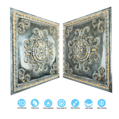 10Pcs Faux Metal Ceiling Tiles for Bars, Cafés, Lounges and Contemporary Interiors PL08
