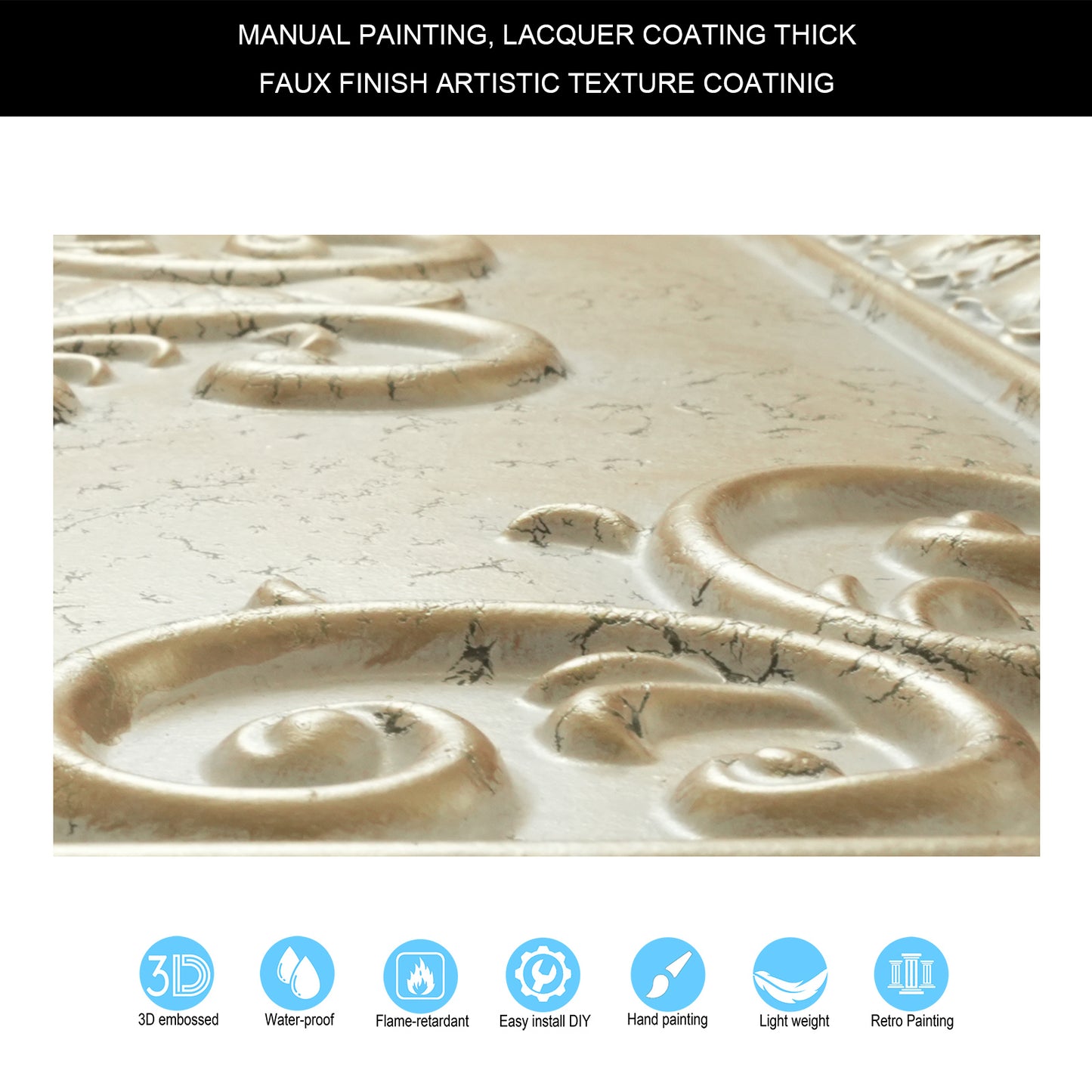 10Pcs Distressed Faux Tin Ceiling Tiles for Industrial Cafés, Craft Workshops and Retro Interiors PL08