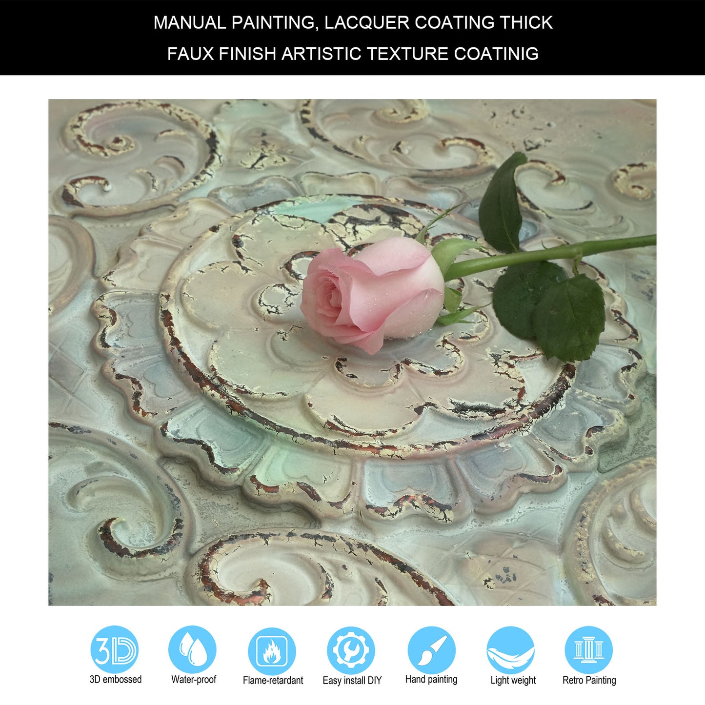 10Pcs Distressed Faux Tin Ceiling Tiles for Industrial Cafés, Craft Workshops and Retro Interiors PL08