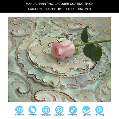 10Pcs Distressed Faux Tin Ceiling Tiles for Industrial Cafés, Craft Workshops and Retro Interiors PL08