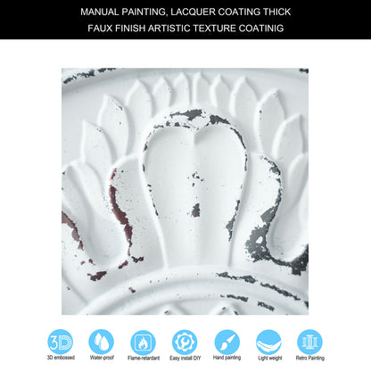 10Pcs Distressed Faux Tin Ceiling Tiles for Industrial Cafés, Craft Workshops and Retro Interiors PL08