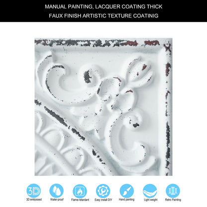 10Pcs Distressed Faux Tin Ceiling Tiles for Industrial Cafés, Craft Workshops and Retro Interiors PL08