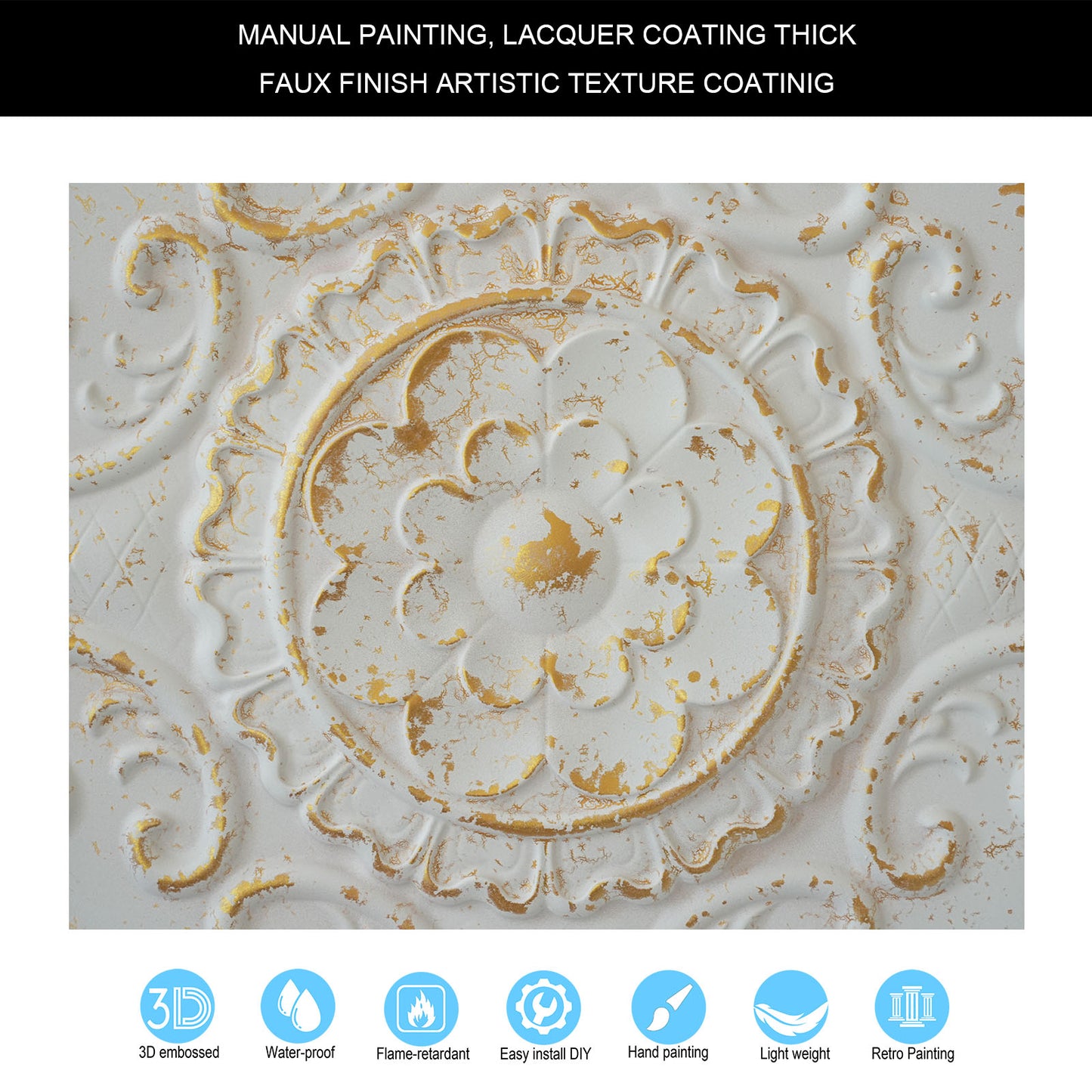 10Pcs Distressed Faux Tin Ceiling Tiles for Industrial Cafés, Craft Workshops and Retro Interiors PL08