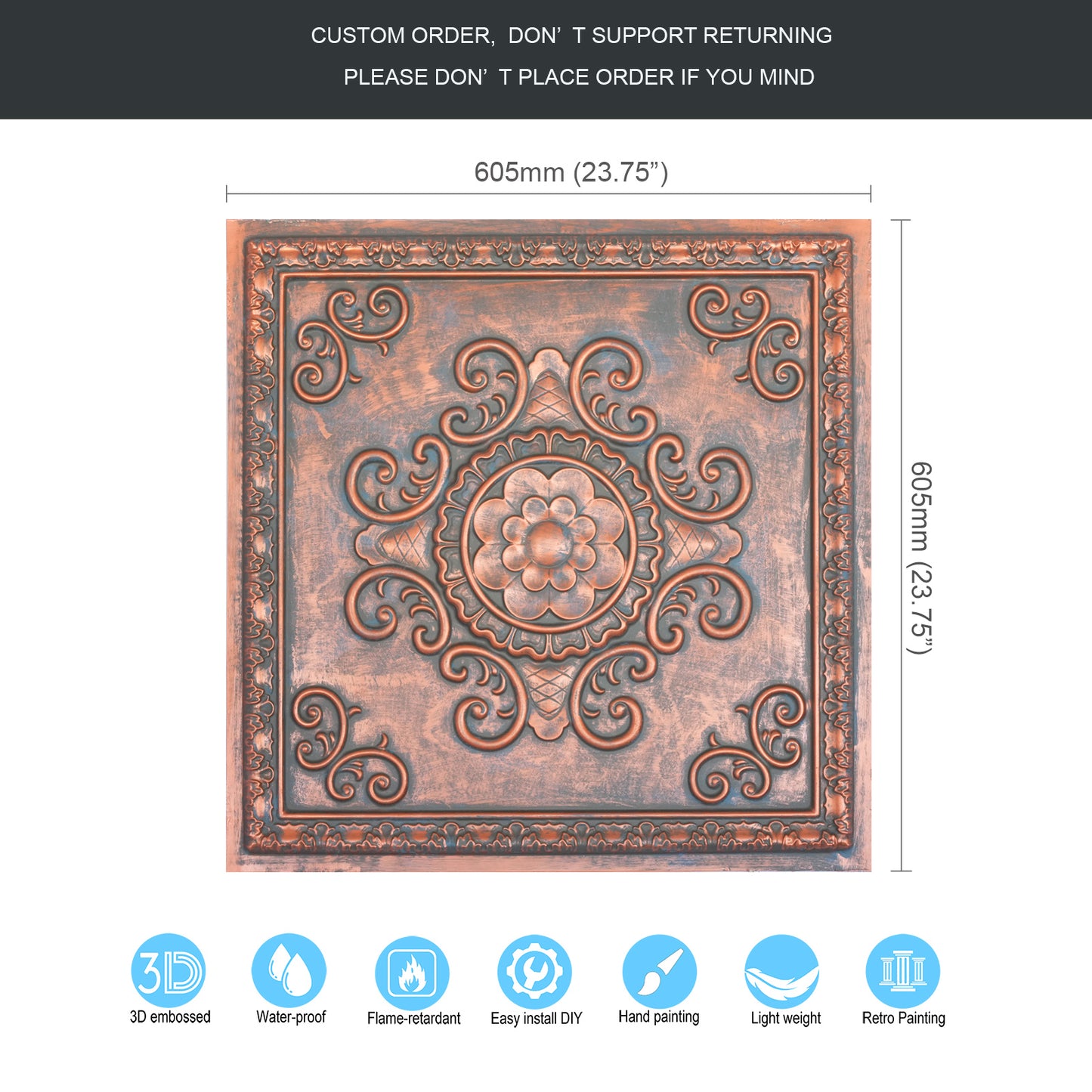 10Pcs Faux Tin Ceiling Tiles for Bars, Wine Rooms, Lounges and Modern Hospitality Spaces PL08