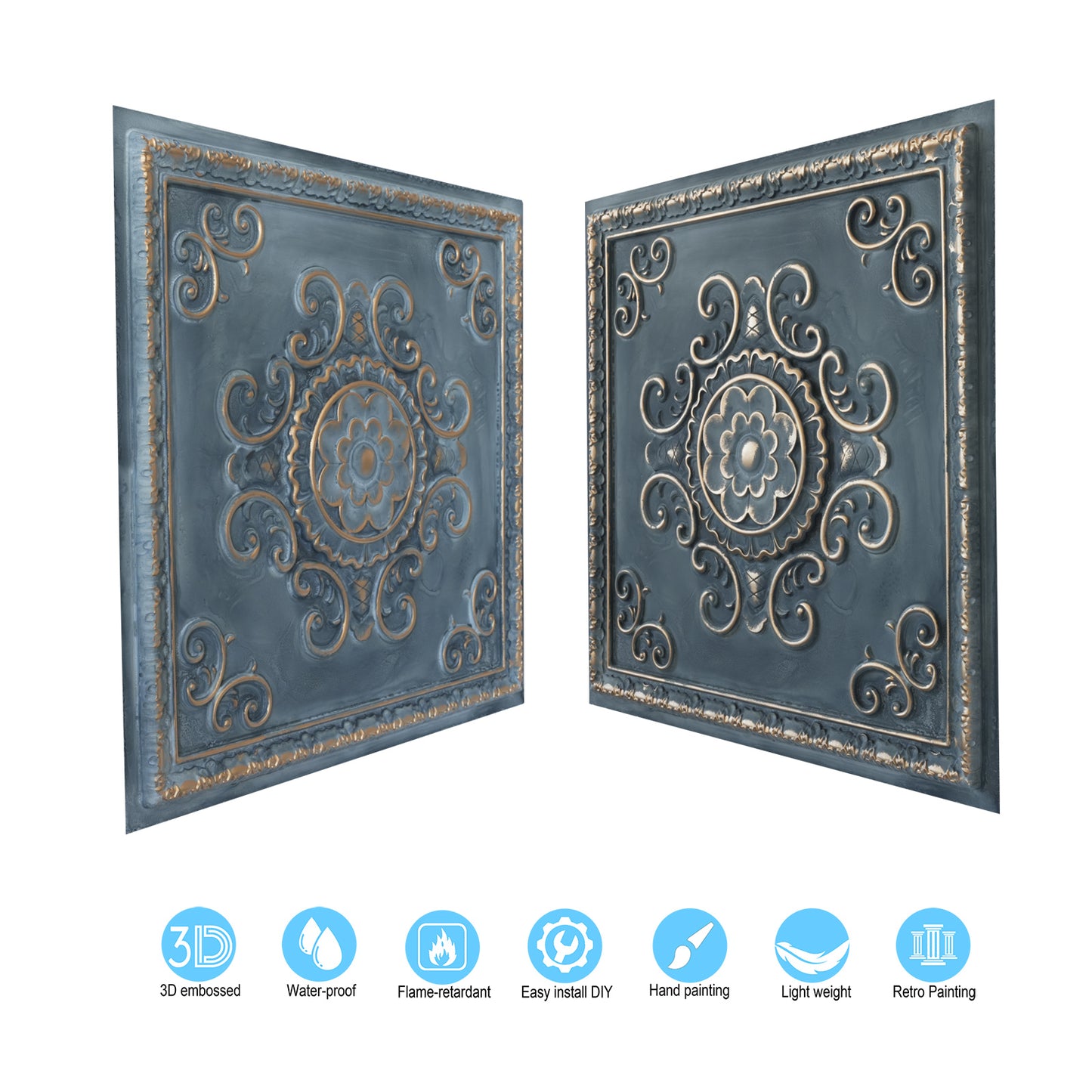 10Pcs Faux Metal Ceiling Tiles for Bars, Cafés, Lounges and Contemporary Interiors PL08