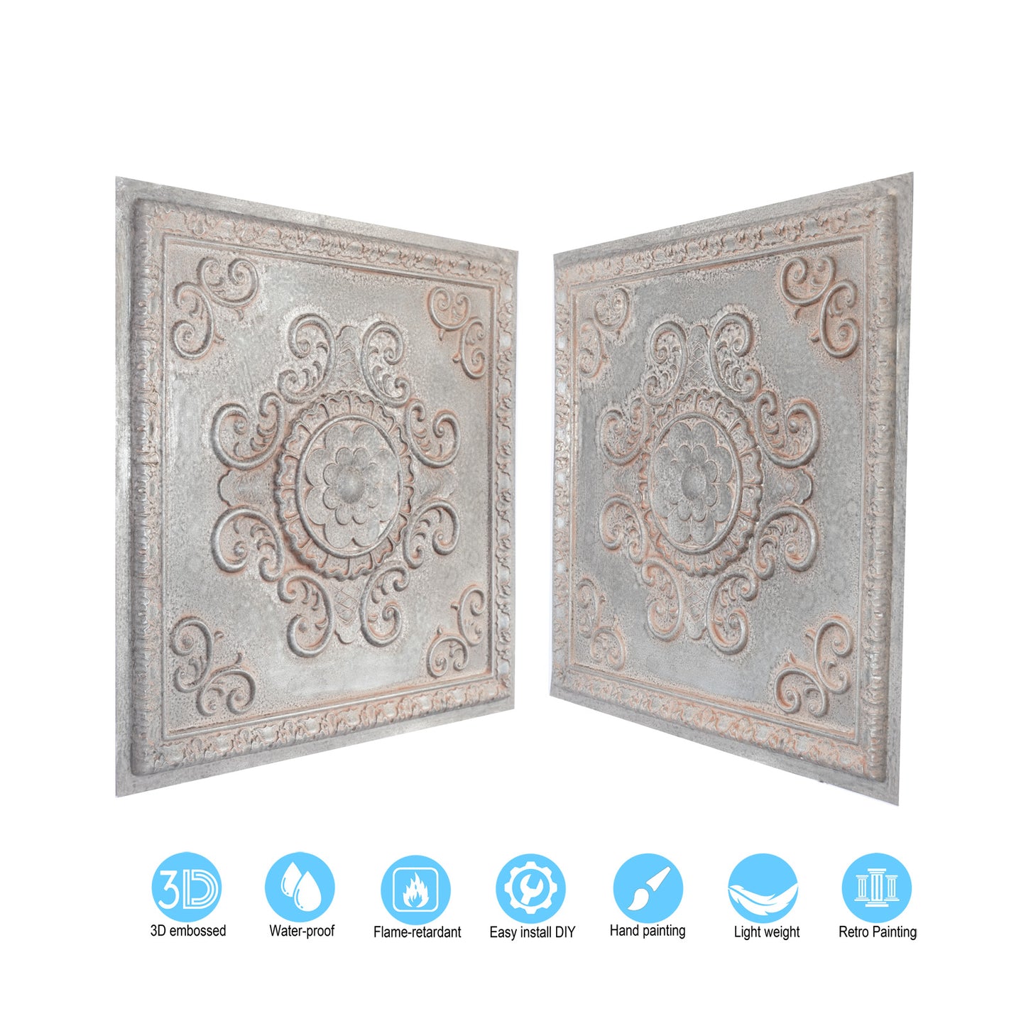 10Pcs PVC Ceiling Tiles for Salons, Spas, Massage Rooms and Comfortable Interiors PL08