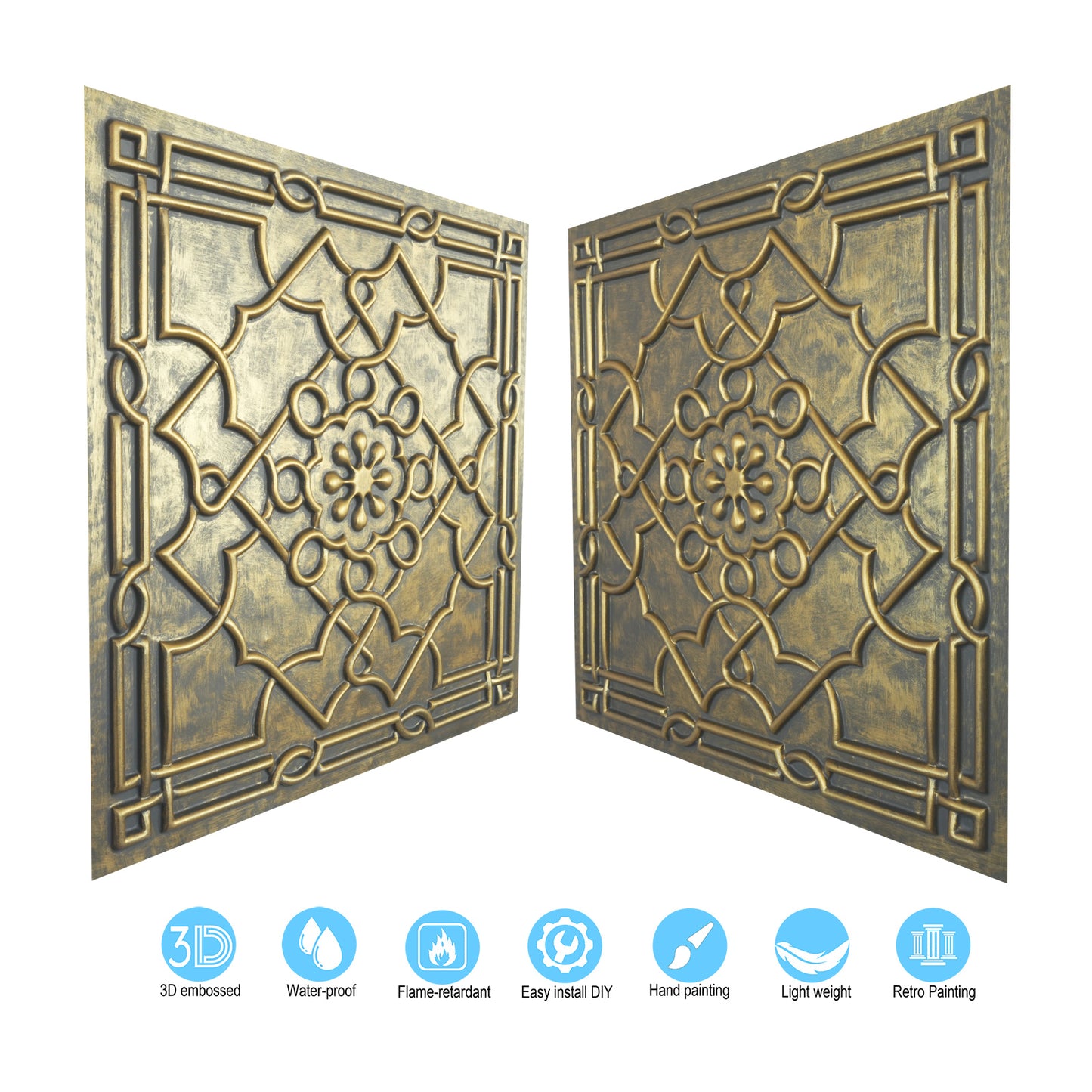 10Pcs 3D Faux Metal Ceiling Tiles for Stylish Bars, Clubs and Trendy Restaurants PL09