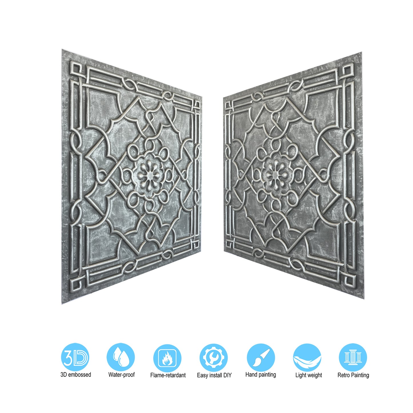 10Pcs 3D Faux Metal Ceiling Tiles for Stylish Bars, Clubs and Trendy Restaurants PL09