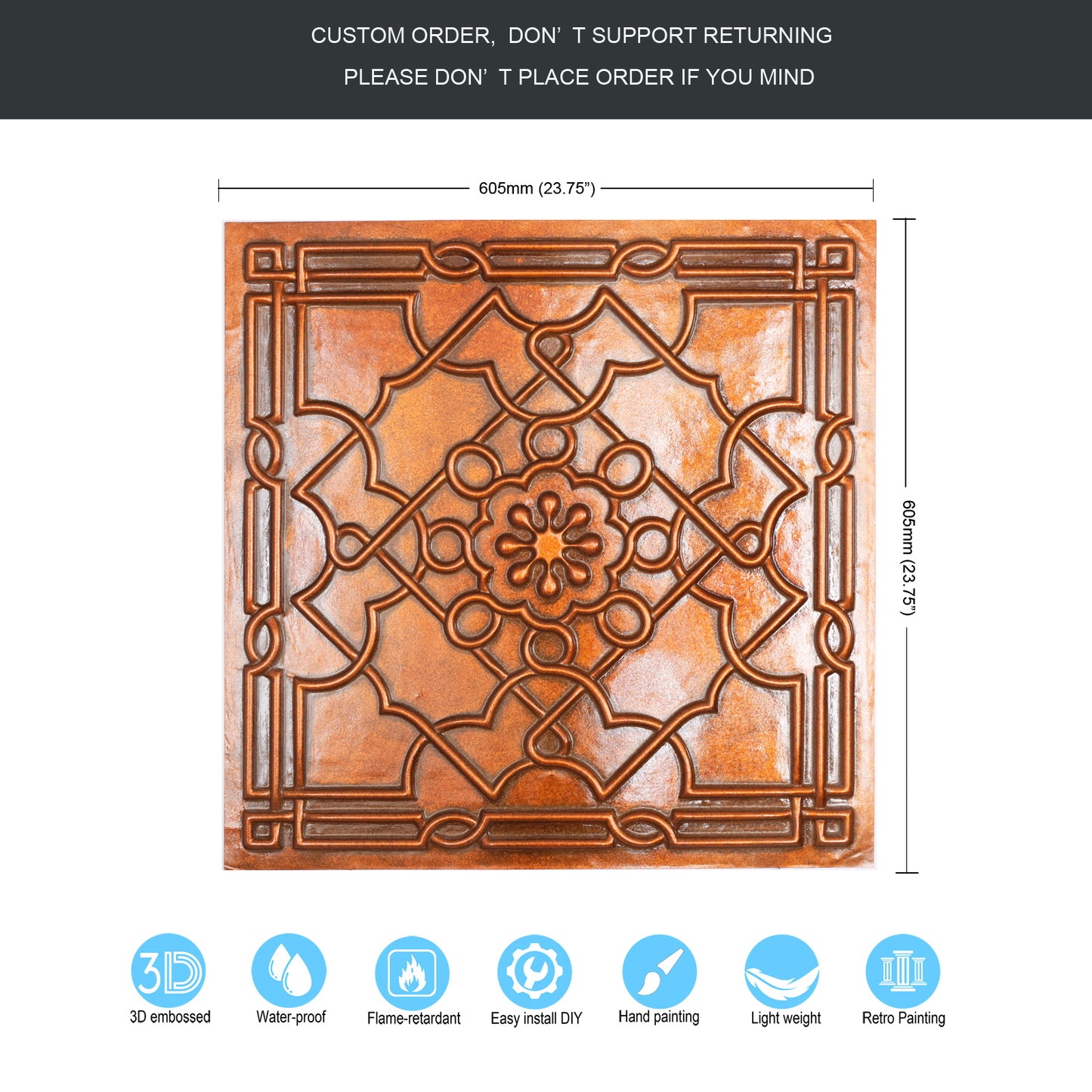 10Pcs Aged Decorative Ceiling Panels for Rustic Inns, Guesthouses and Boutique Hotels PL09