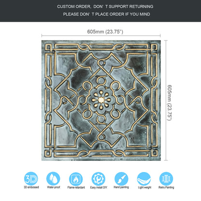 10Pcs 3D Faux Metal Ceiling Tiles for Stylish Bars, Clubs and Trendy Restaurants PL09