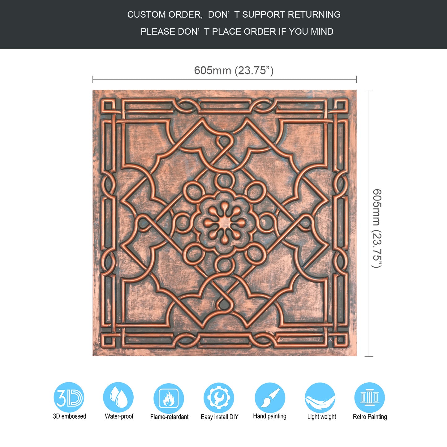 10Pcs Aged Decorative Ceiling Panels for Rustic Inns, Guesthouses and Boutique Hotels PL09