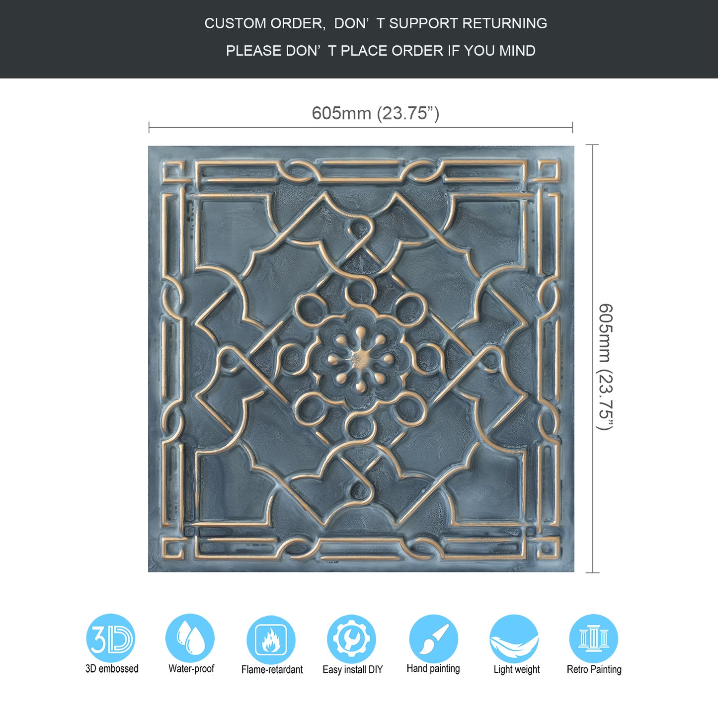 10Pcs 3D Faux Metal Ceiling Tiles for Stylish Bars, Clubs and Trendy Restaurants PL09