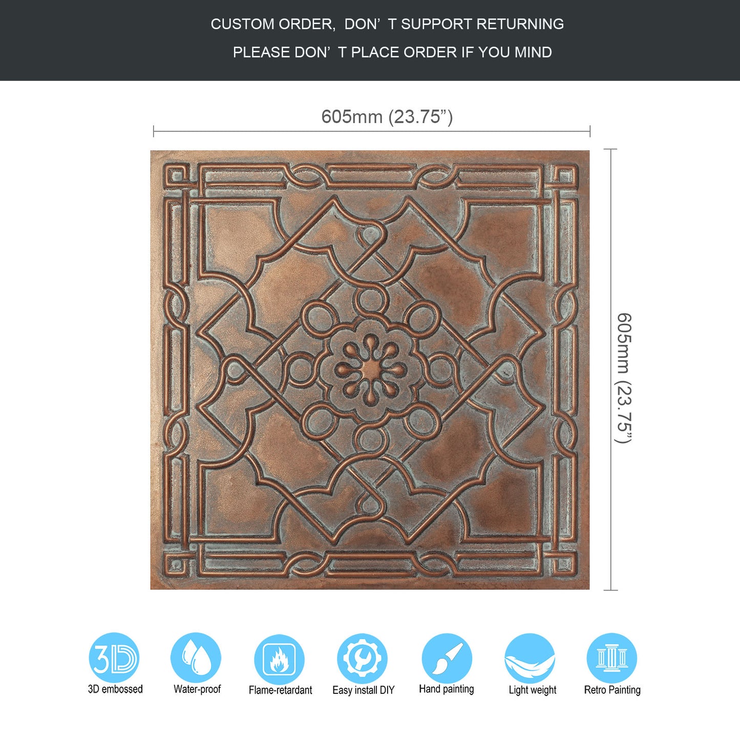 10Pcs Aged Decorative Ceiling Panels for Rustic Inns, Guesthouses and Boutique Hotels PL09