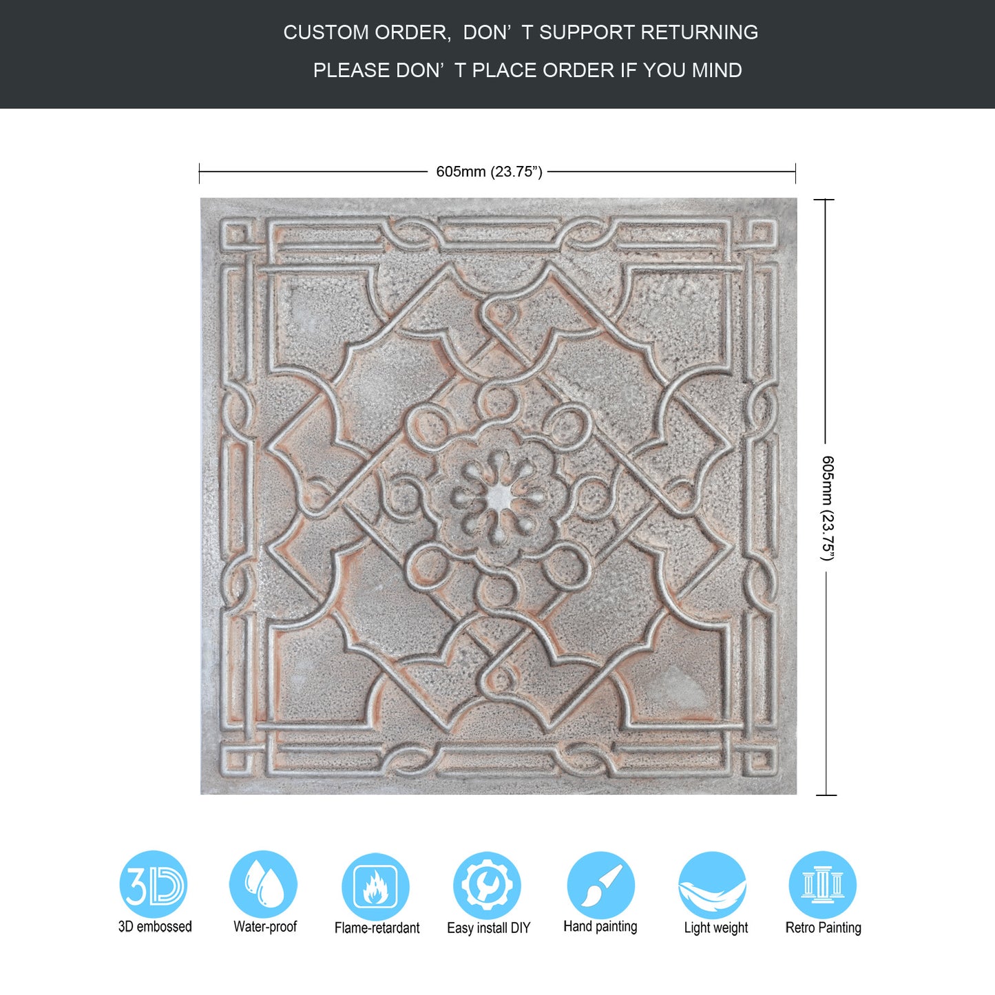 10Pcs Aged Decorative Ceiling Panels for Rustic Inns, Guesthouses and Boutique Hotels PL09