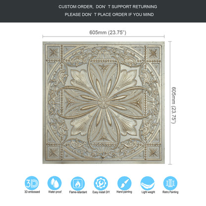 10Pcs DIY Faux Metal Ceiling Tile Panels for Café Bars, Studios and Artistic Interiors PL10