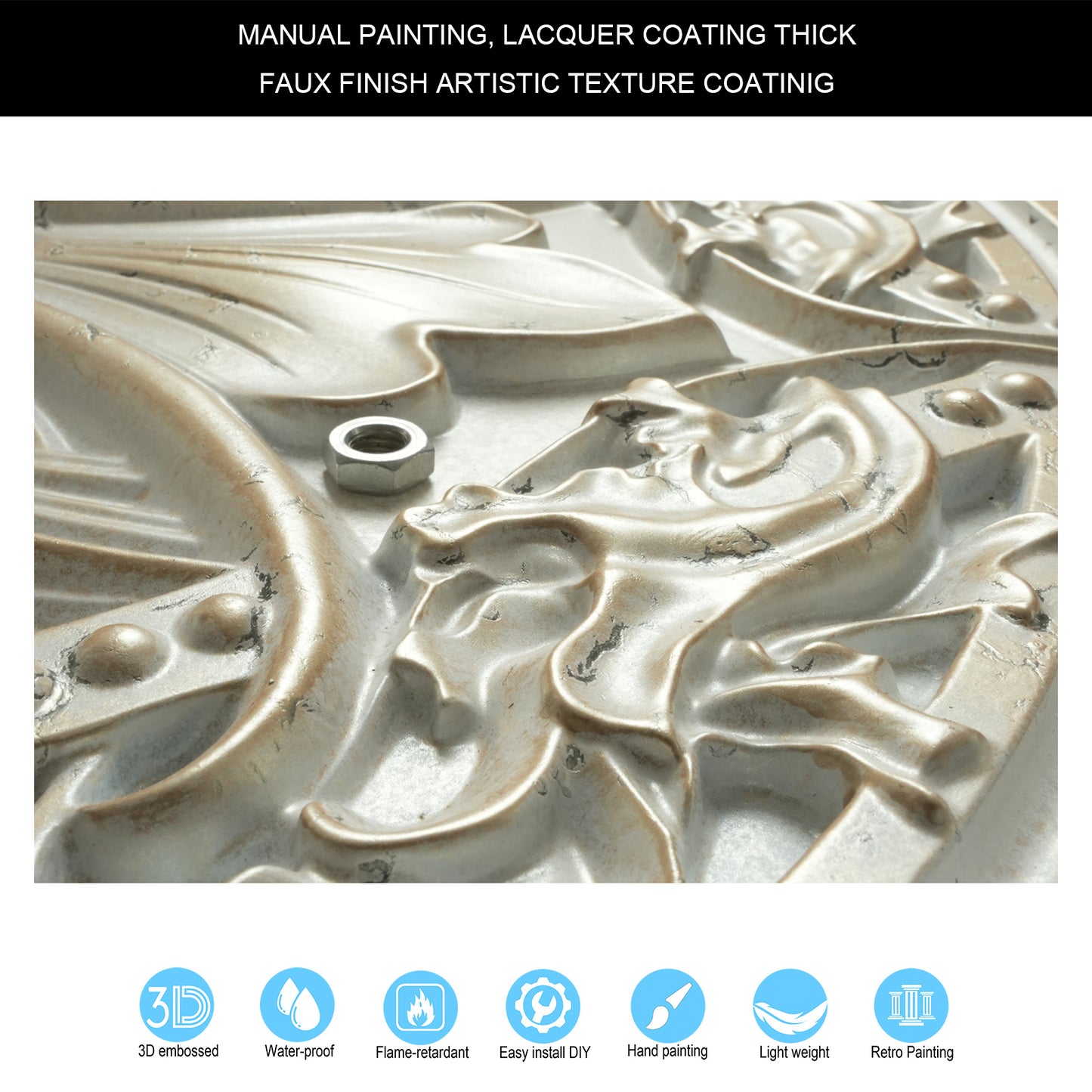 10Pcs DIY Faux Metal Ceiling Tile Panels for Café Bars, Studios and Artistic Interiors PL10