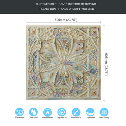 10Pcs DIY Faux Metal Ceiling Tile Panels for Café Bars, Studios and Artistic Interiors PL10