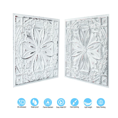 10Pcs DIY Faux Metal Ceiling Tile Panels for Café Bars, Studios and Artistic Interiors PL10