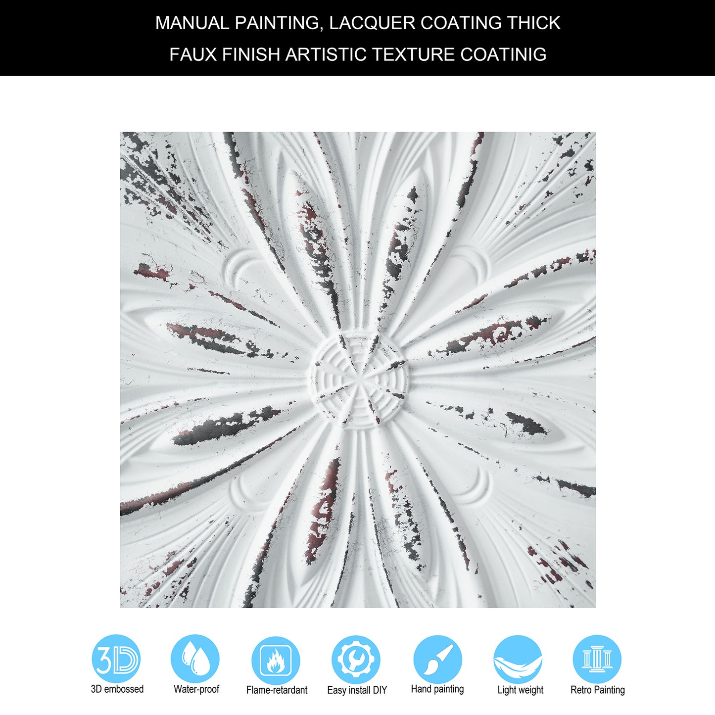 10Pcs DIY Faux Metal Ceiling Tile Panels for Café Bars, Studios and Artistic Interiors PL10