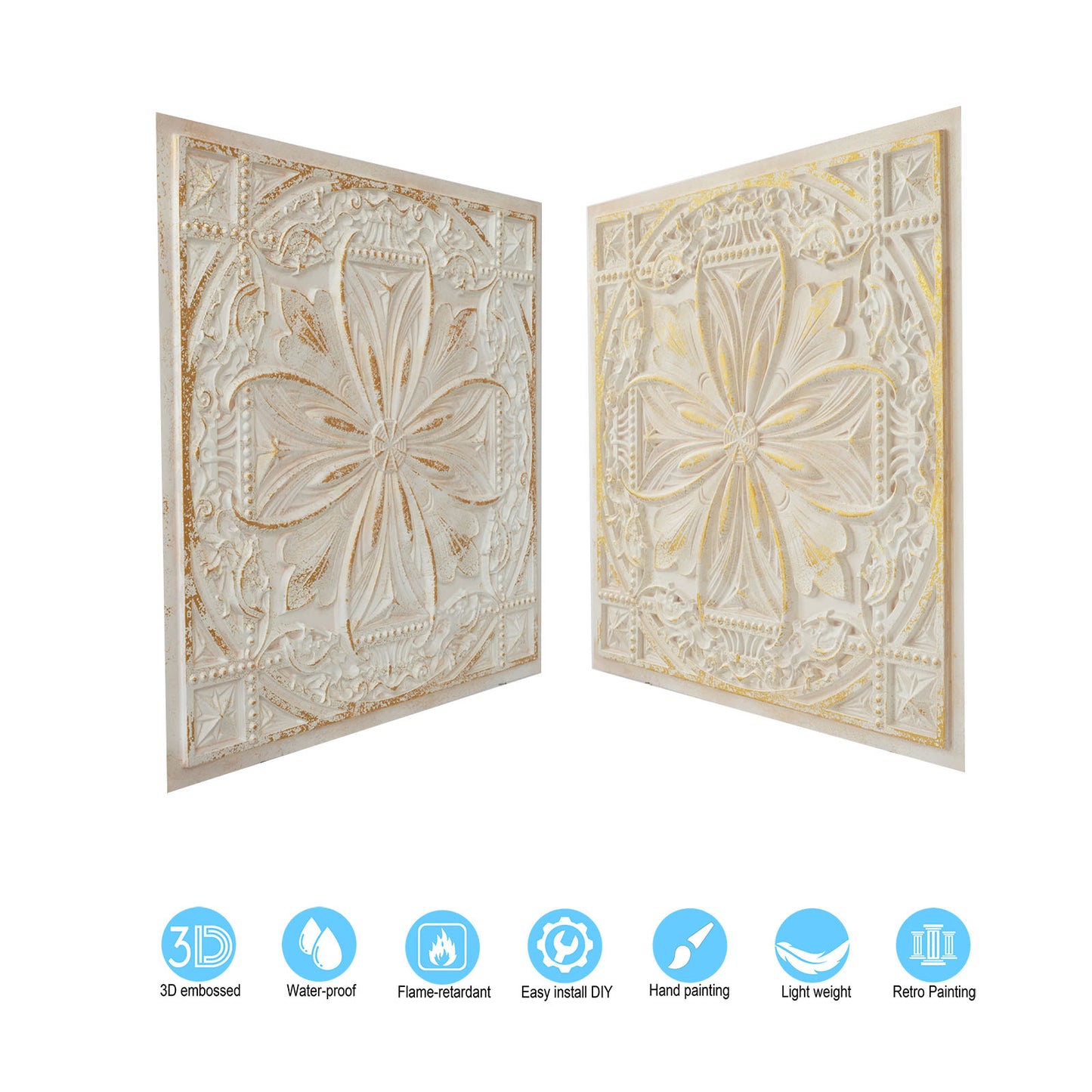 10Pcs DIY Faux Metal Ceiling Tile Panels for Café Bars, Studios and Artistic Interiors PL10