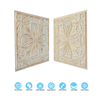 10Pcs DIY Faux Metal Ceiling Tile Panels for Café Bars, Studios and Artistic Interiors PL10