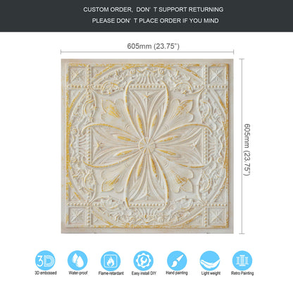 10Pcs DIY Faux Metal Ceiling Tile Panels for Café Bars, Studios and Artistic Interiors PL10