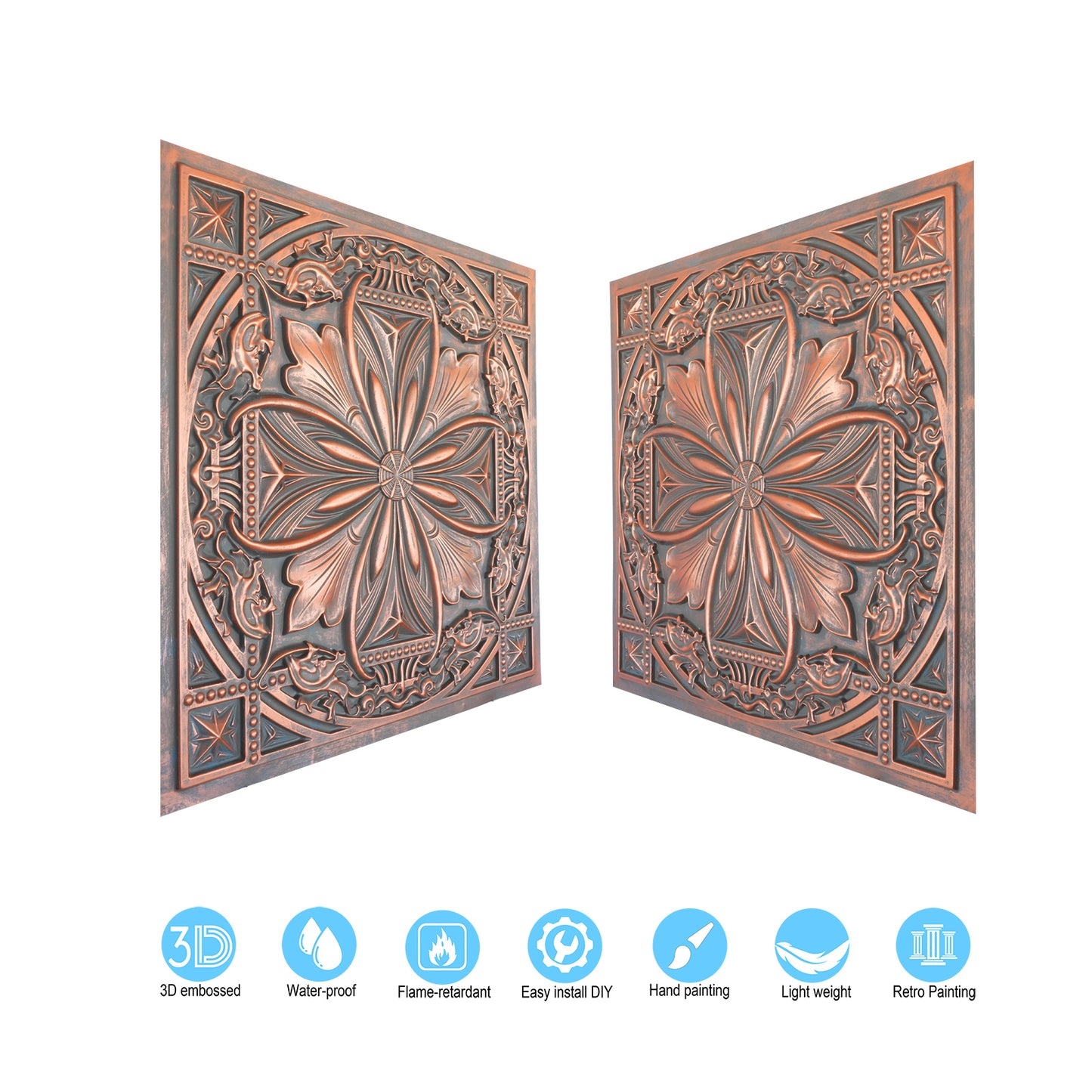 10Pcs 3D Faux Metal Ceiling Tiles for Stylish Bars, Clubs and Trendy Restaurants PL10