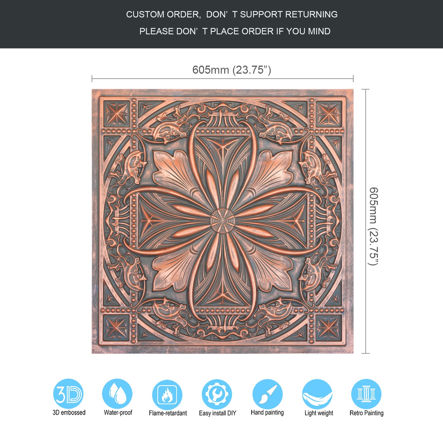 10Pcs 3D Faux Metal Ceiling Tiles for Stylish Bars, Clubs and Trendy Restaurants PL10