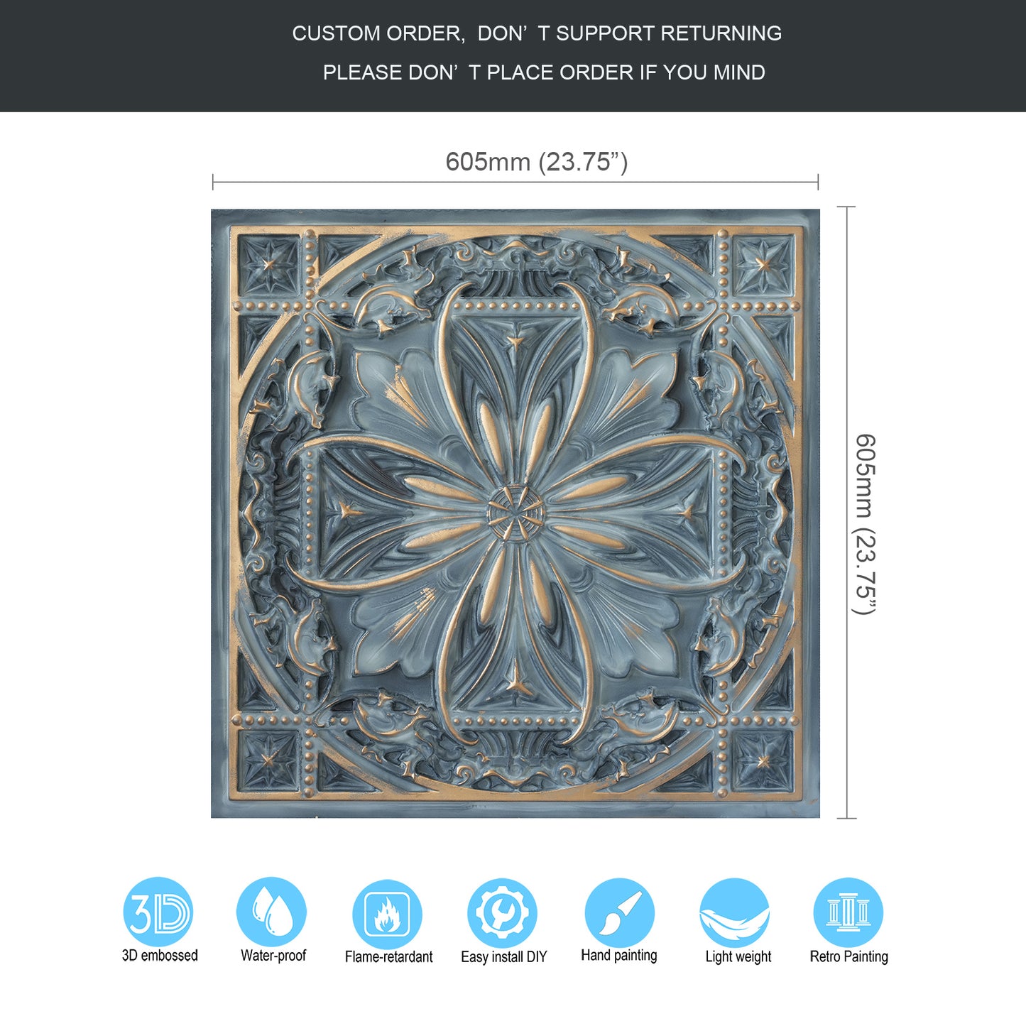 10Pcs Vintage Ceiling Tiles for Wine Cellars, Old-World Restaurants and Artistic Rooms PL10