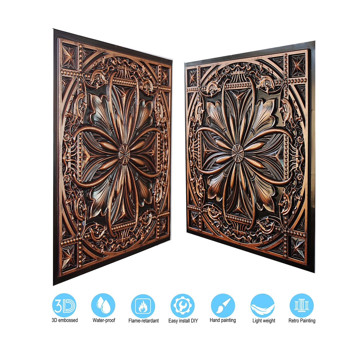 10Pcs  Vintage-Style Ceiling Tiles for Elegant Restaurants, Coffee Houses and Hospitality Spaces PL10