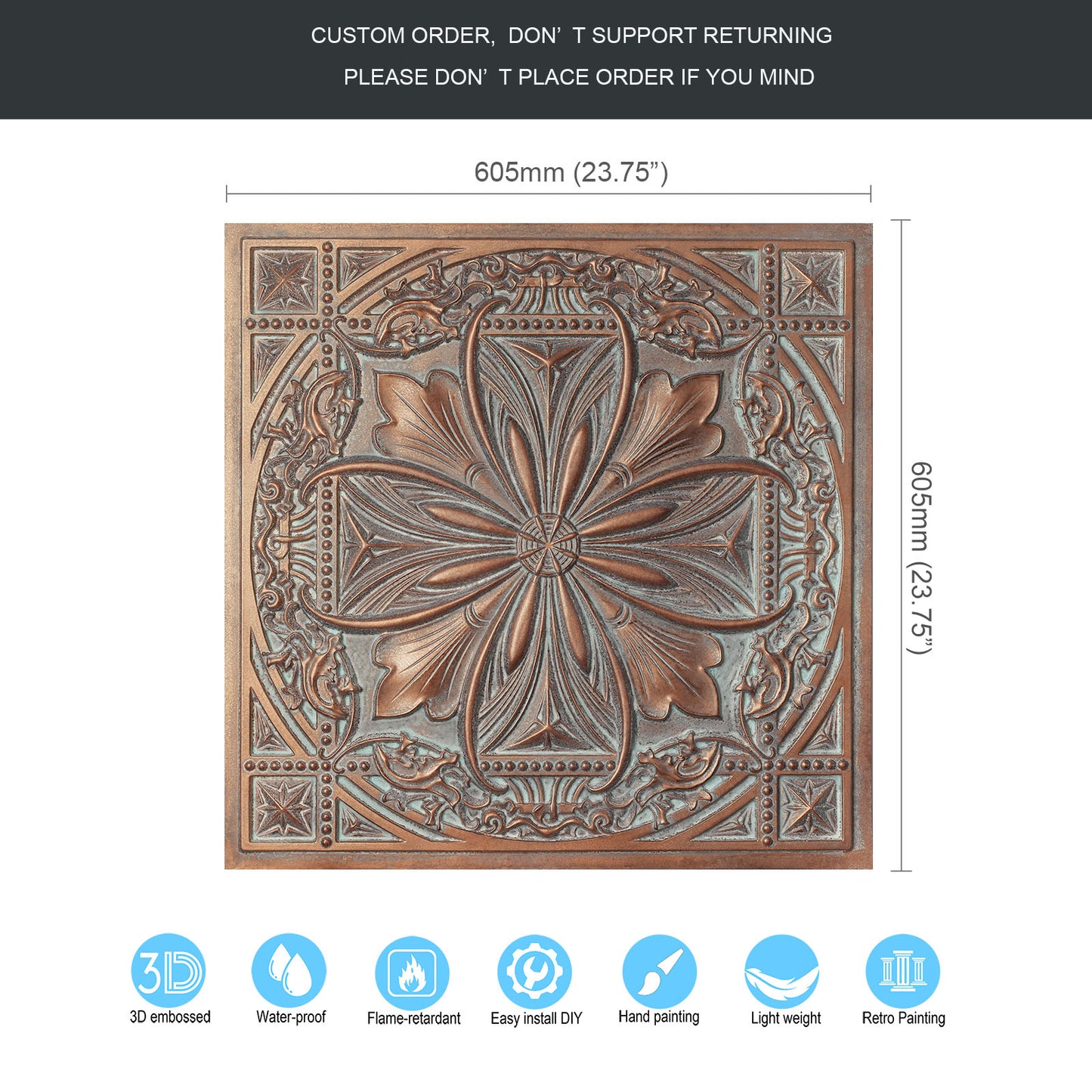 10Pcs 3D Faux Metal Ceiling Tiles for Stylish Bars, Clubs and Trendy Restaurants PL10