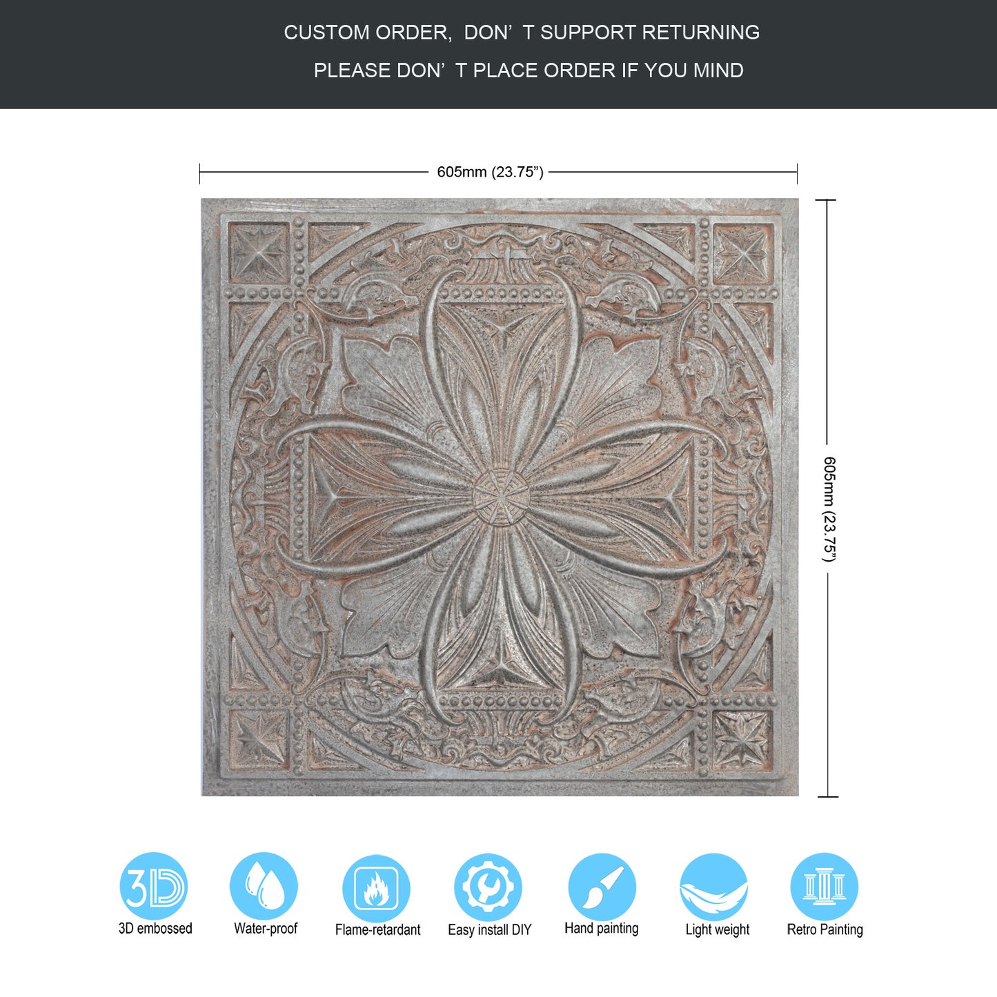 10Pcs 3D Faux Metal Ceiling Tiles for Stylish Bars, Clubs and Trendy Restaurants PL10