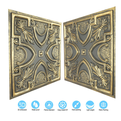 10tiles/lot Faux Tin Ceiling Tiles 3D Embossed Wall Panels for Restaurant PL11