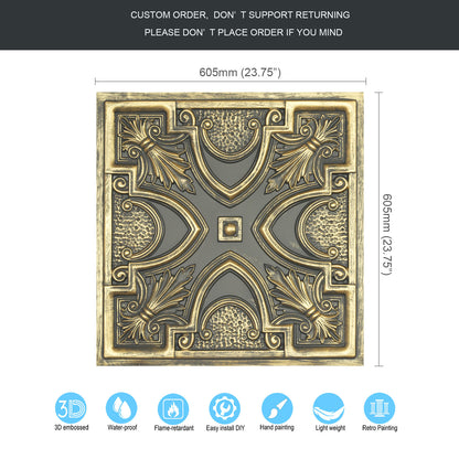 10tiles/lot Faux Tin Ceiling Tiles 3D Embossed Wall Panels for Restaurant PL11