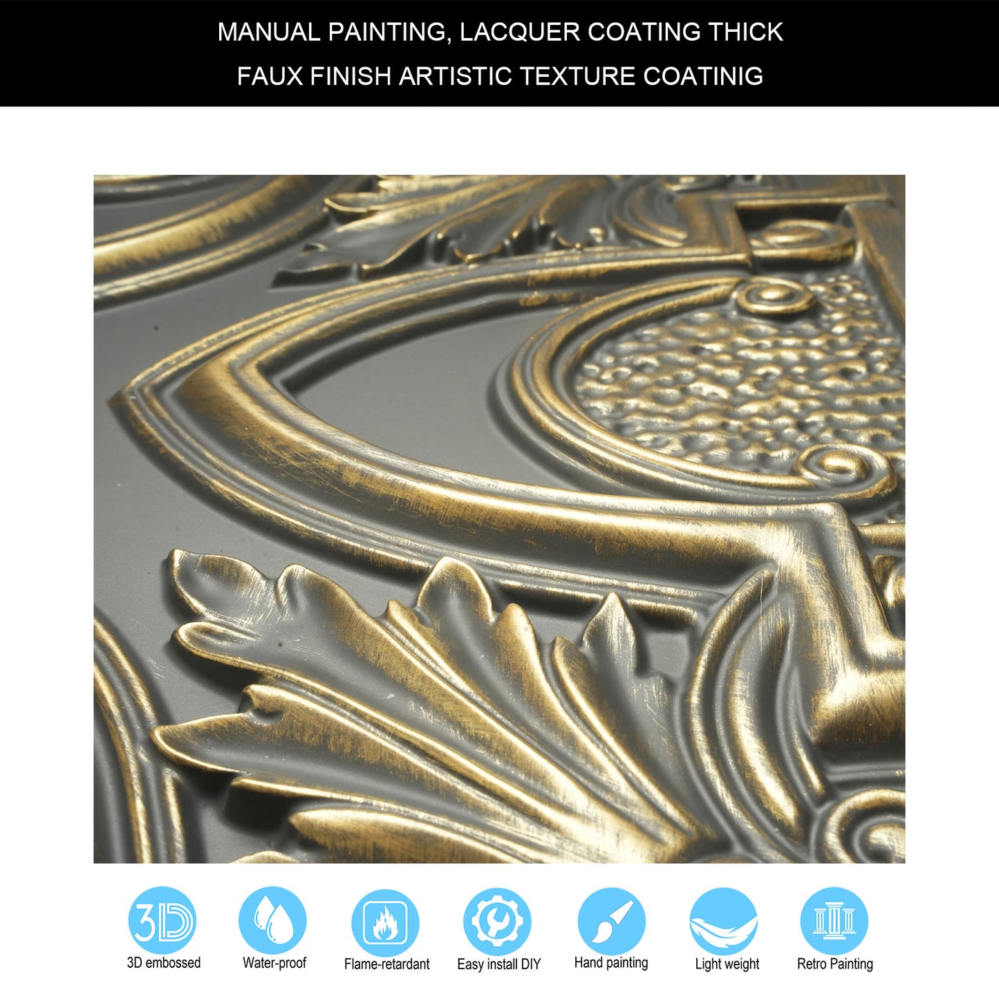 10tiles/lot Faux Tin Ceiling Tiles 3D Embossed Wall Panels for Restaurant PL11