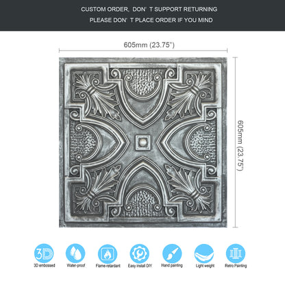 10tiles/lot Faux Tin Ceiling Tiles 3D Embossed Wall Panels for Restaurant PL11