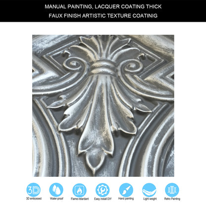 10tiles/lot Faux Tin Ceiling Tiles 3D Embossed Wall Panels for Restaurant PL11