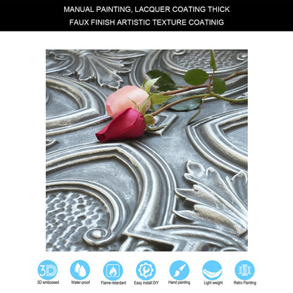 10tiles/lot Faux Tin Ceiling Tiles 3D Embossed Wall Panels for Restaurant PL11