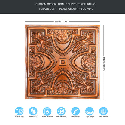 10tiles/lot DIY Faux Metal Ceiling Tile Panels for Café Bars, Studios and Artistic Interiors PL11