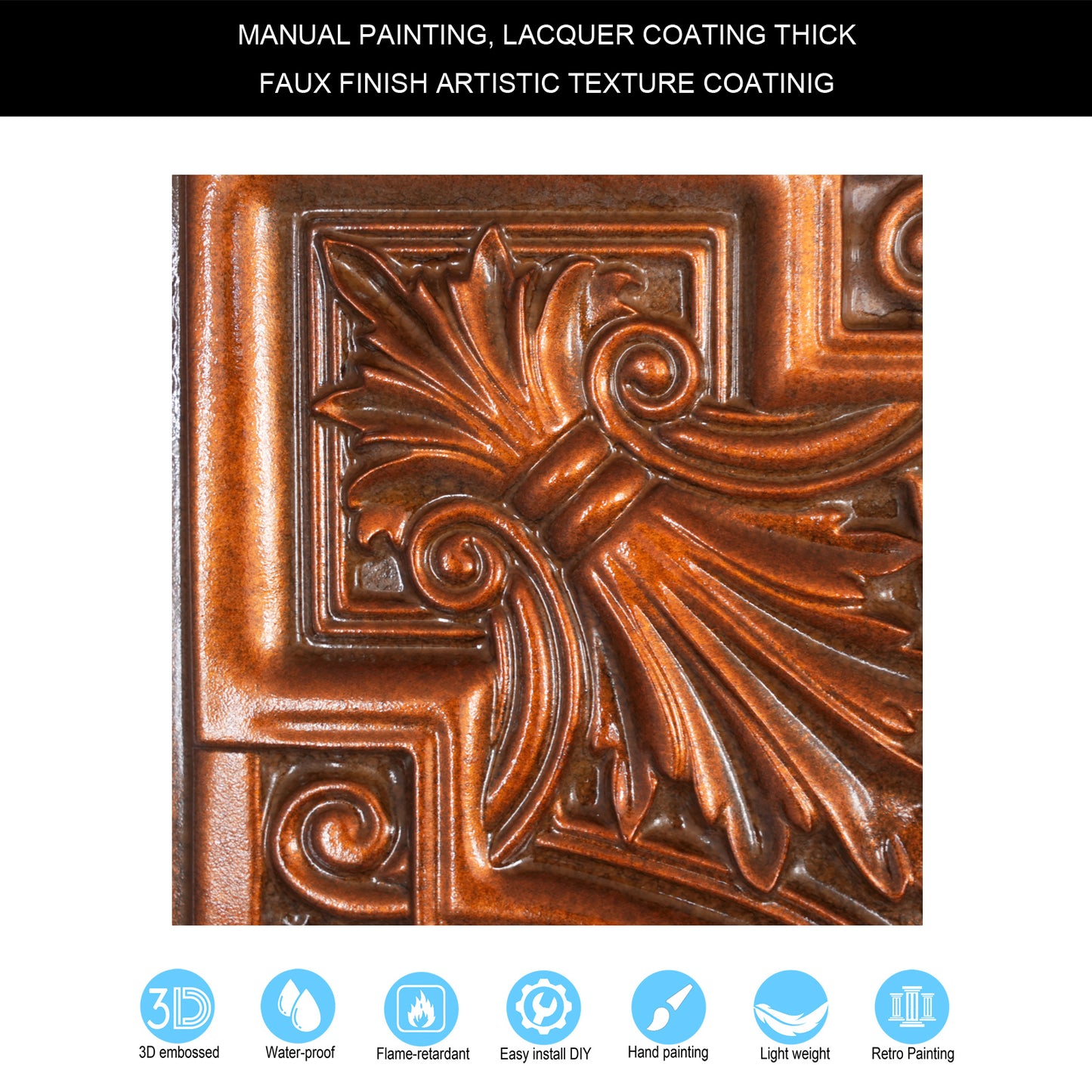 10tiles/lot DIY Faux Metal Ceiling Tile Panels for Café Bars, Studios and Artistic Interiors PL11