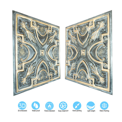 10tiles/lot Faux Tin Ceiling Tiles 3D Embossed Wall Panels for Restaurant PL11
