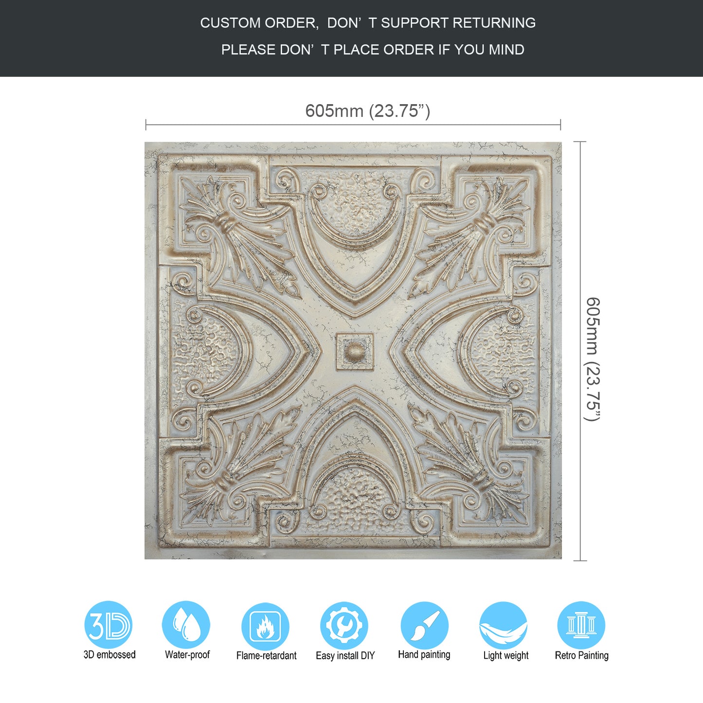 10tiles/lot Decorative Faux tin ceiling Tiles for Cocktail Bars, Lounges and Luxury Night Spots PL11