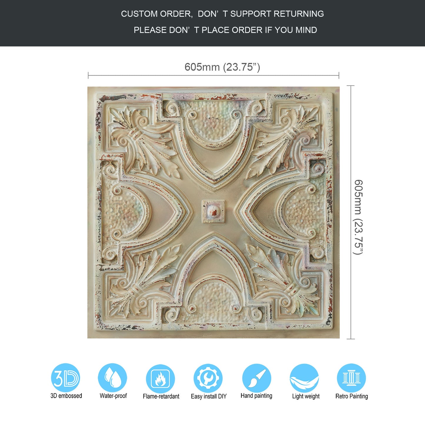 10tiles/lot Decorative Faux tin ceiling Tiles for Cocktail Bars, Lounges and Luxury Night Spots PL11