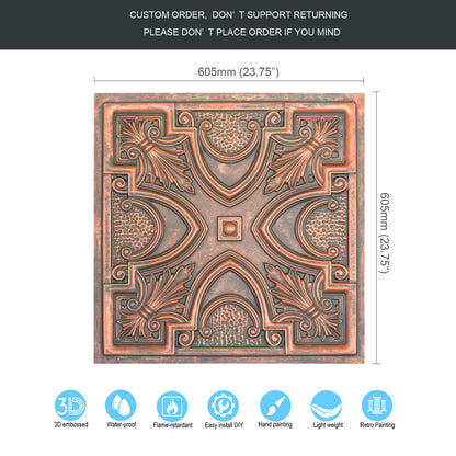 10tiles/lot DIY Faux Metal Ceiling Tile Panels for Café Bars, Studios and Artistic Interiors PL11